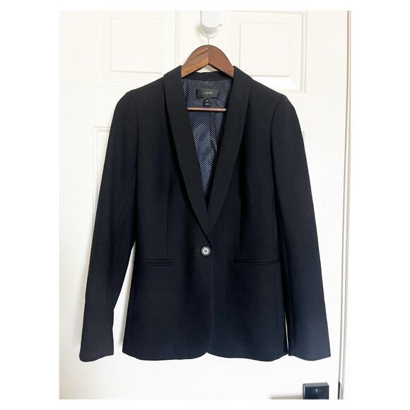 J. Crew Wool Blend Single Button Blazer Jacket Black 4 Tall - Picture 3 of 8